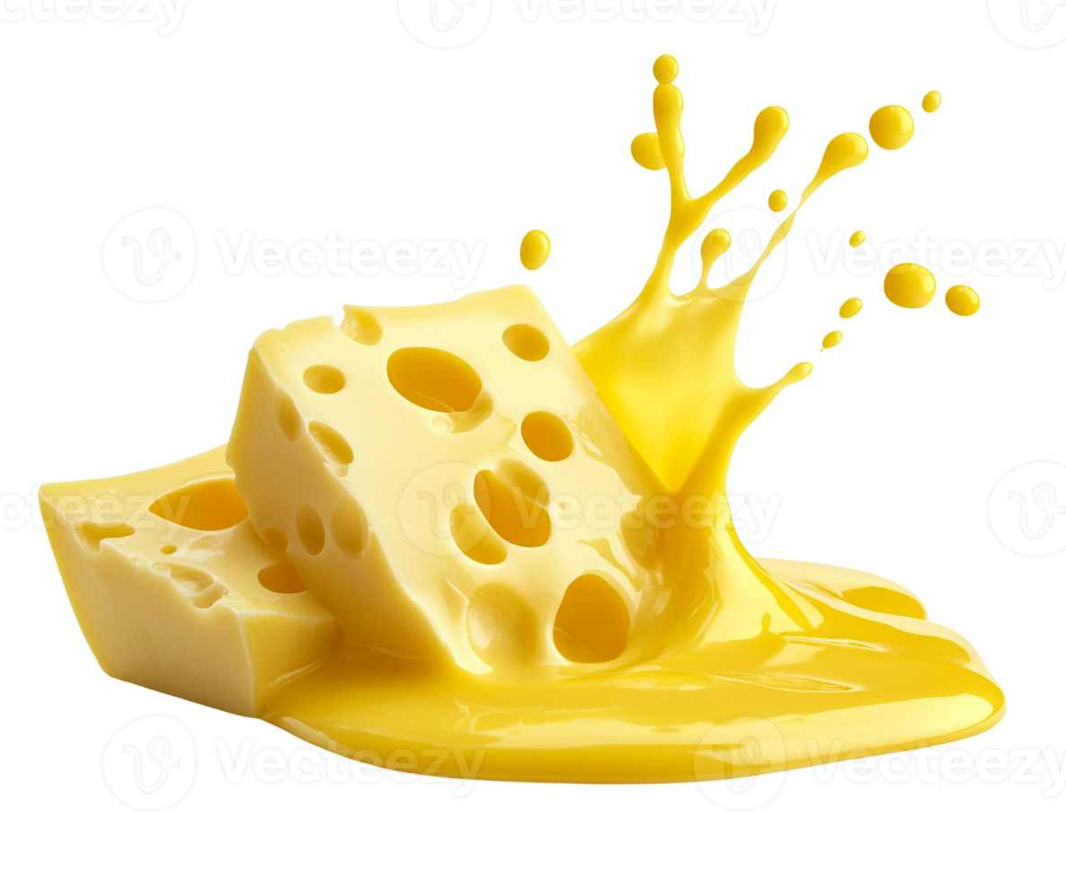 Saucy cheese slices in mid-air splash png
