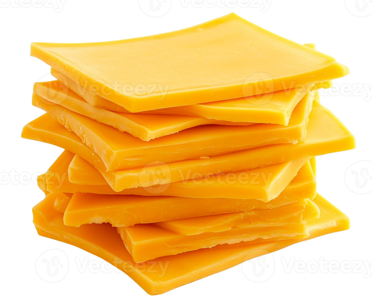 Cheddar cheese slices arranged in a stack png