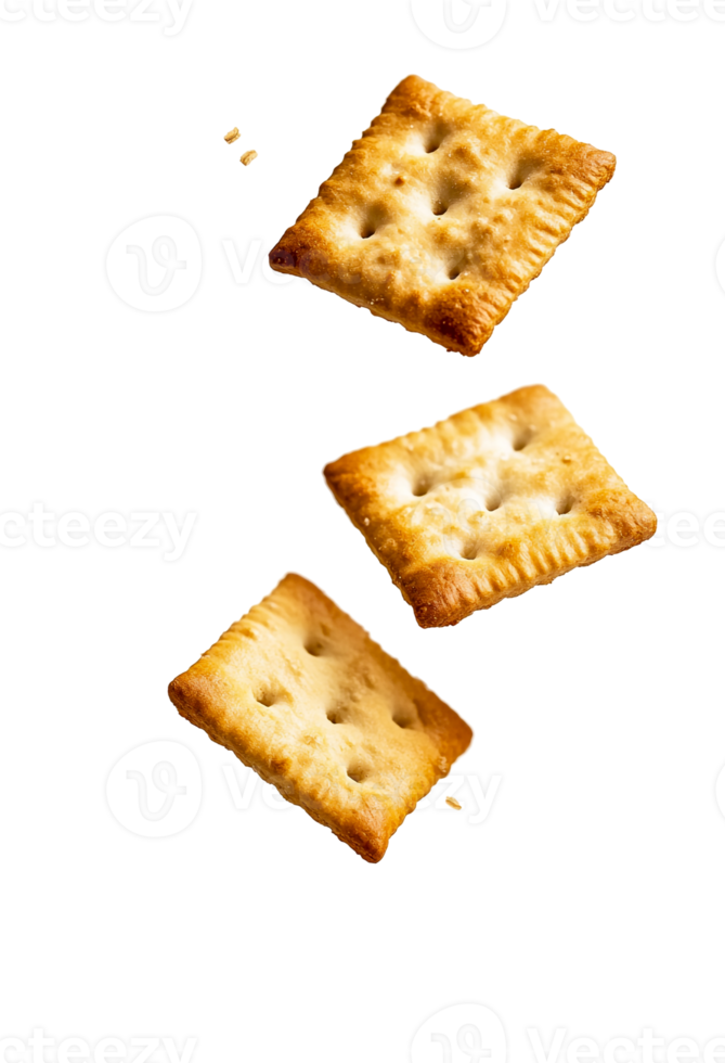 Crackers levitating with sharp edges png