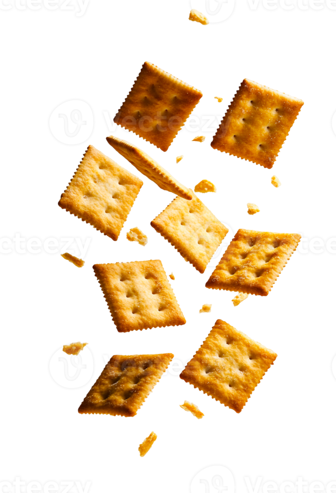 Sharp-edged crackers mid-flight png