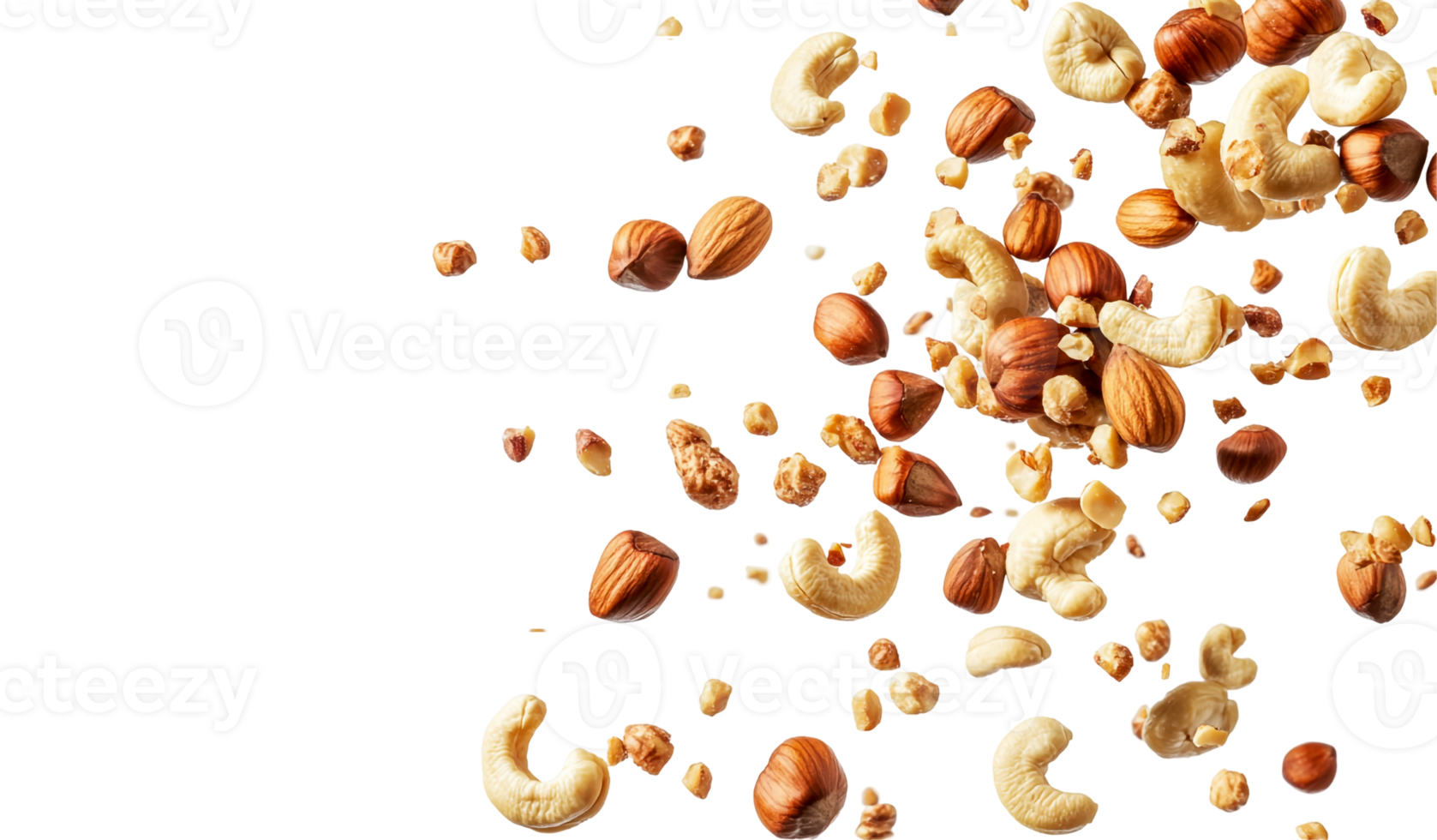Nuts blend with cashews and hazelnuts in flight png