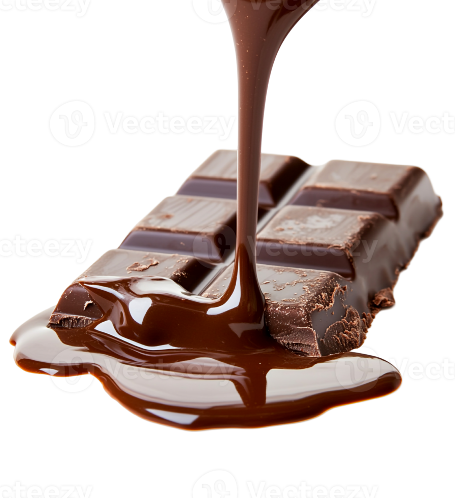 Rich chocolate bar with melting chocolate sauce png
