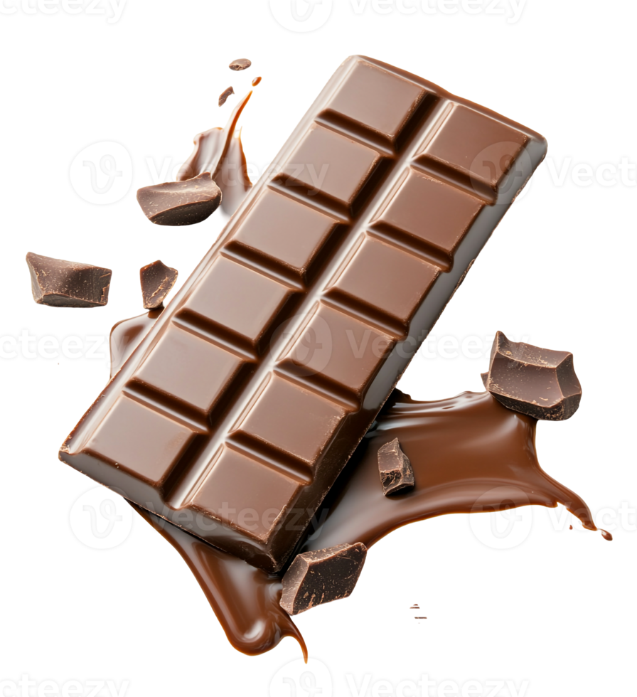 Chocolate bar dipped in melting chocolate png