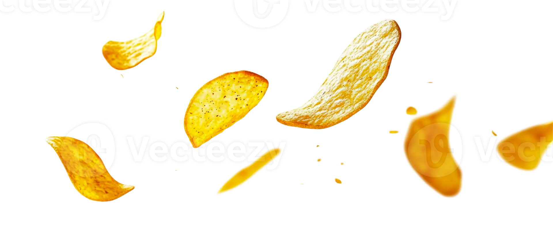 Potato chips captured mid-air png