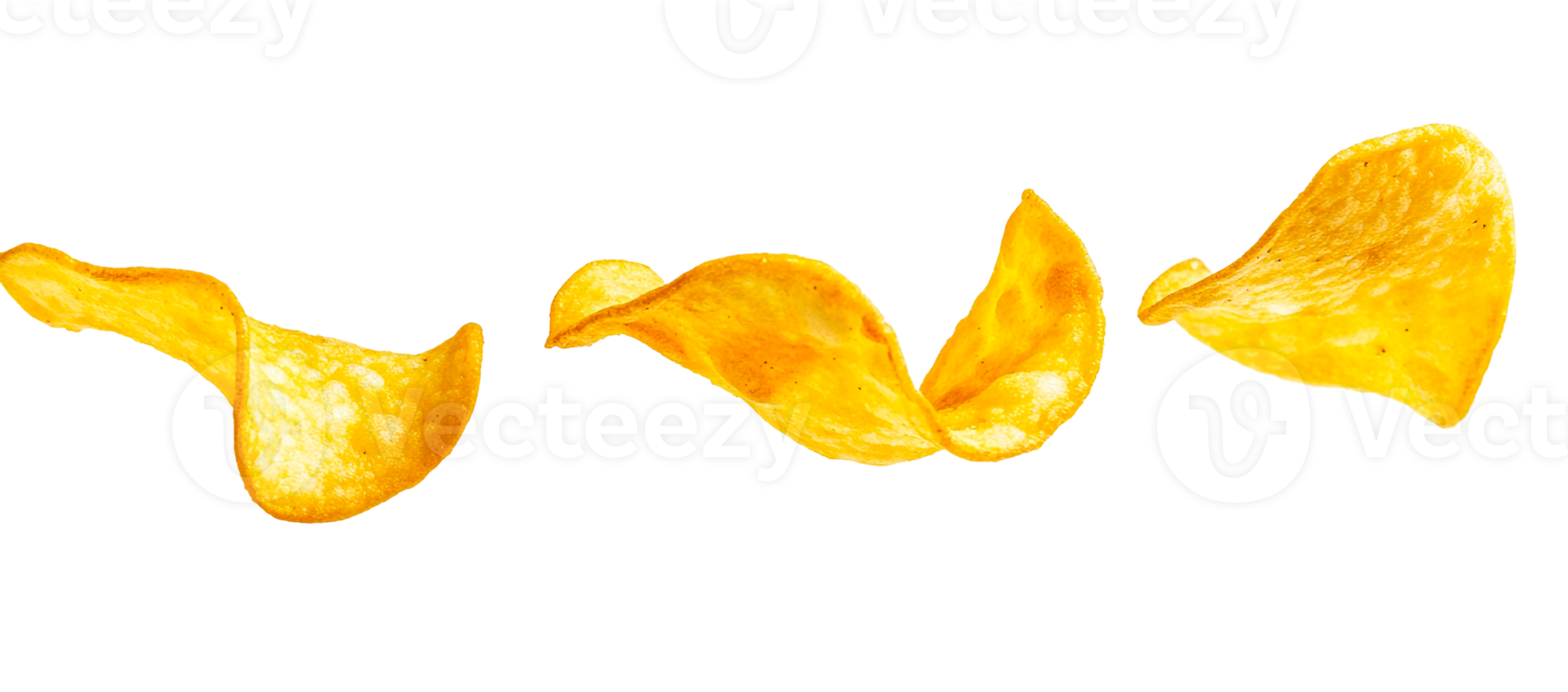 Potato chips scattered in the air png