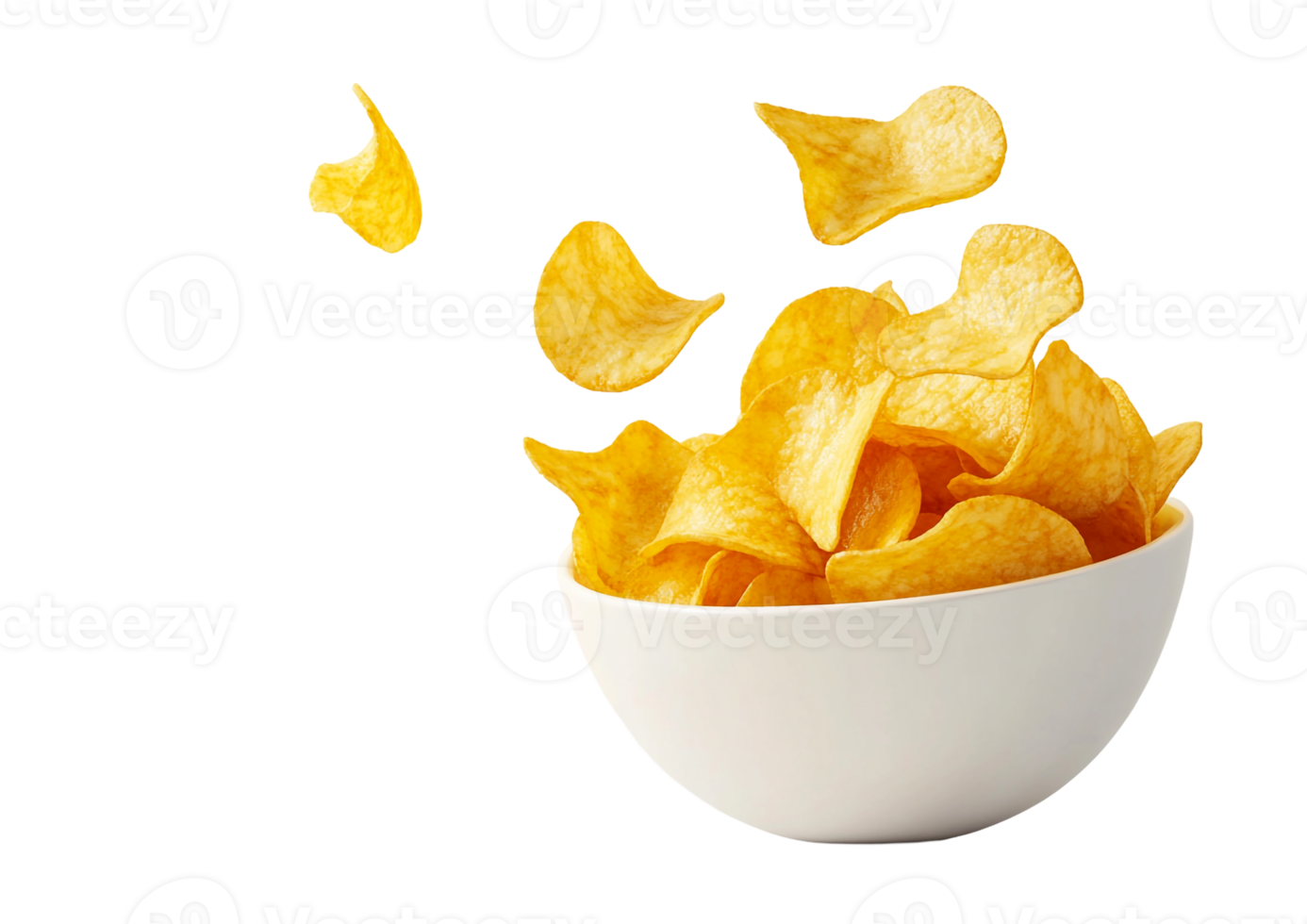 Potato crisps dropping gracefully into a bowl png