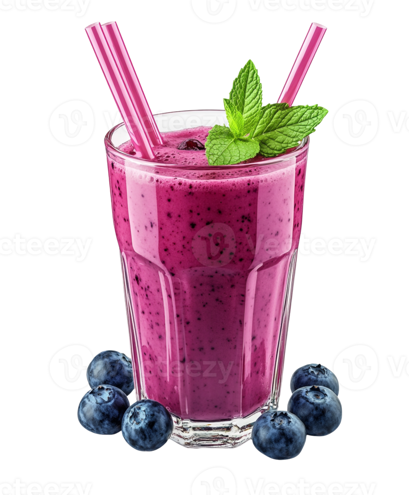 Nutrient-packed blueberry smoothie in a glass png