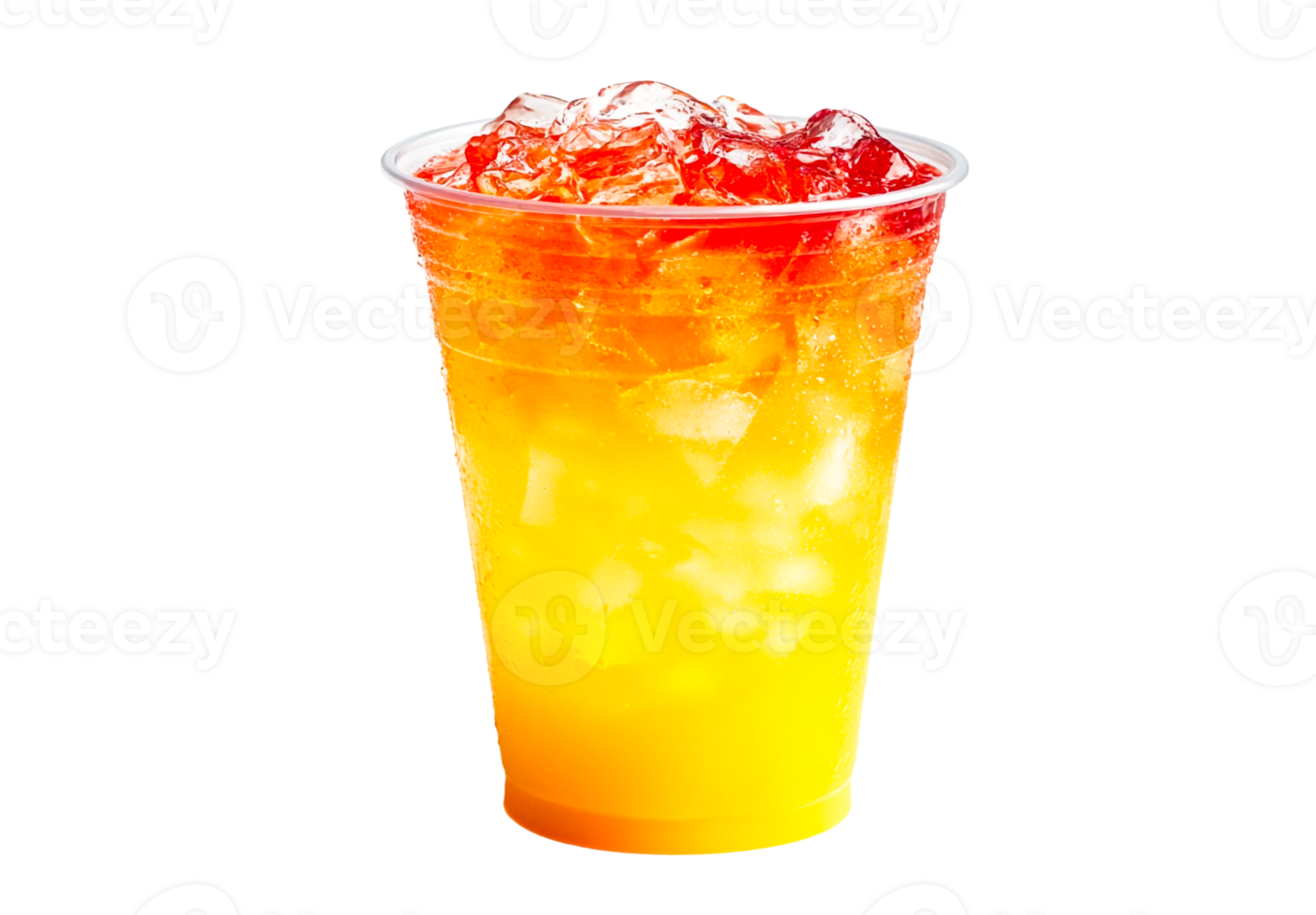 Citrus lemonade with ice in a clear plastic cup png