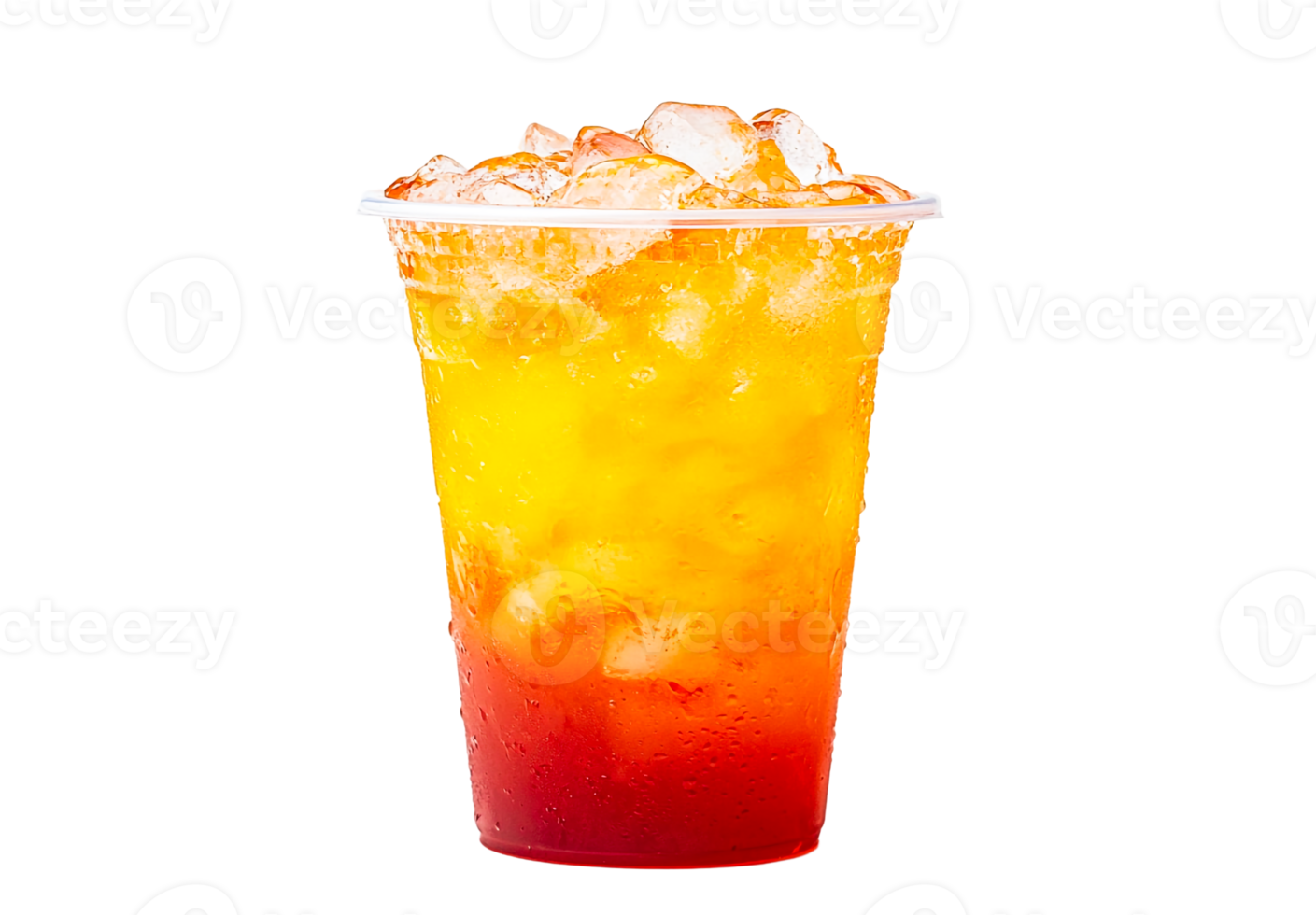 Iced orange and yellow lemonade in a transparent cup png