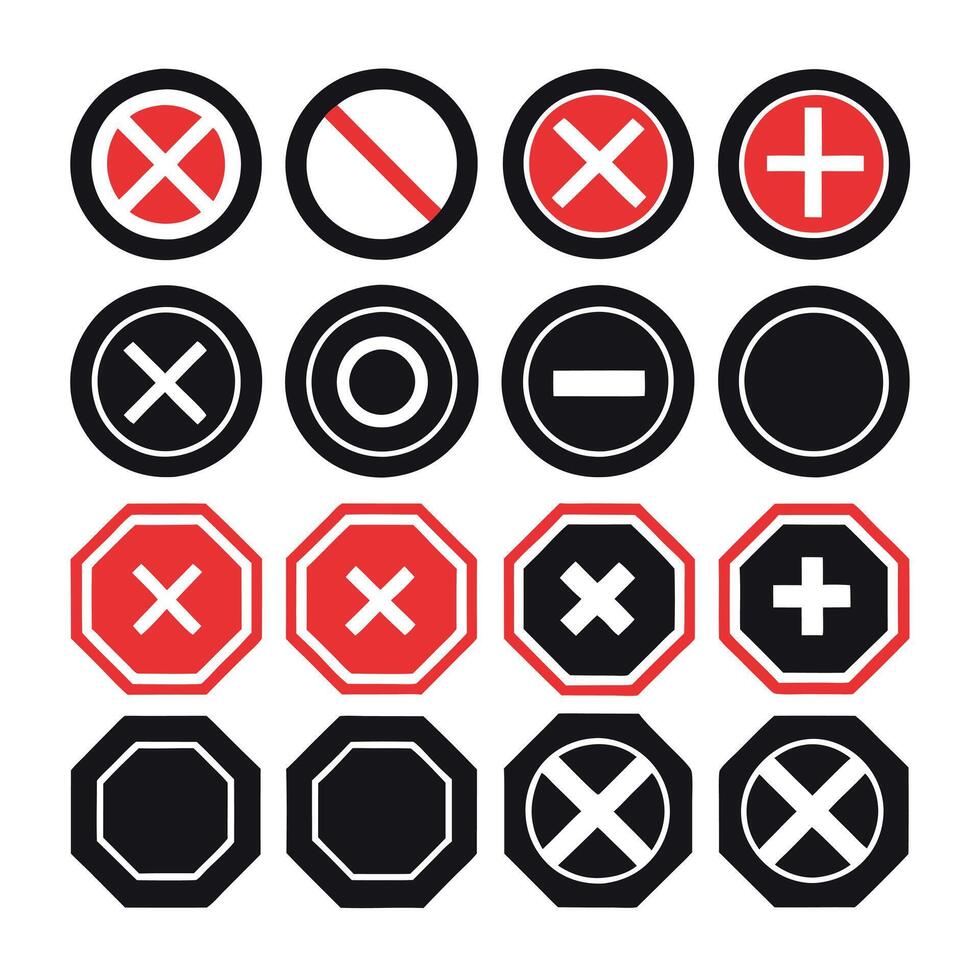 stop silhouette icon set design vector