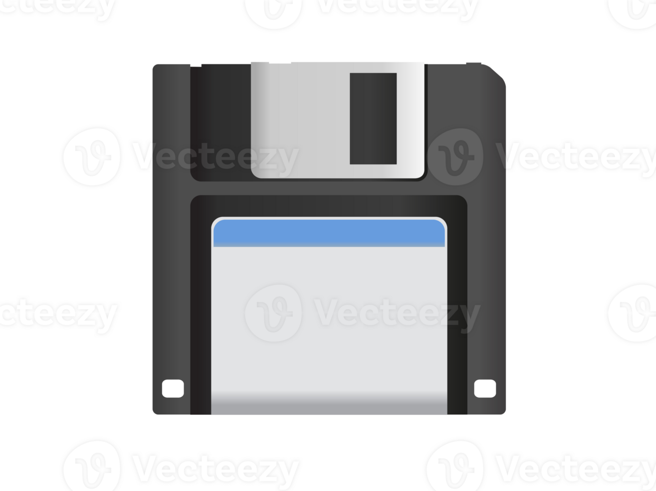 Black 3.5 inch floppy disk, save icon with and white label png