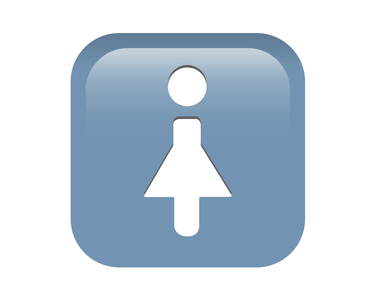 Gradient blue woman restroom round corner square icon button with iconography of man and woman png