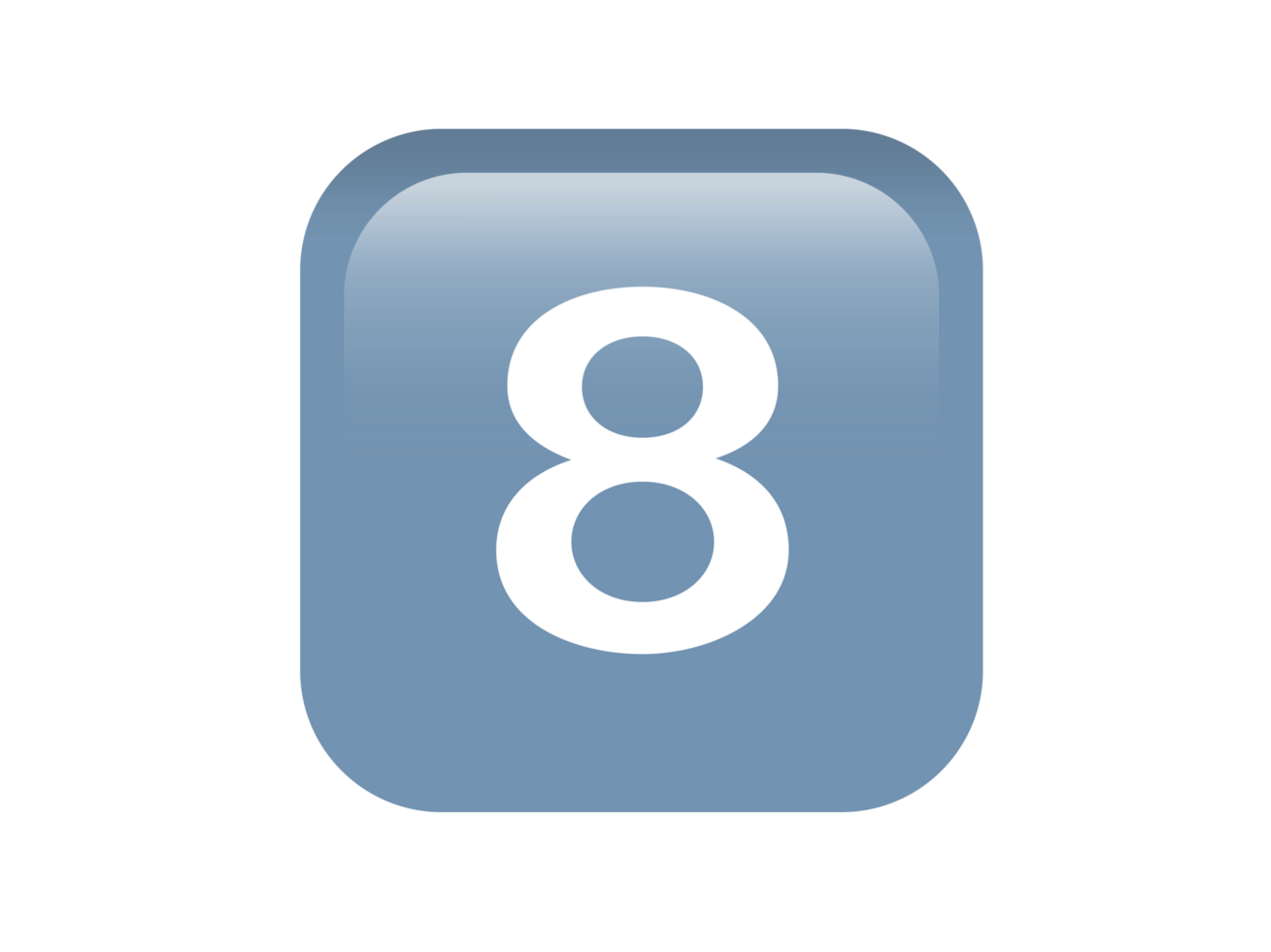 Shinny gradient blue keycap white digit eight icon button png