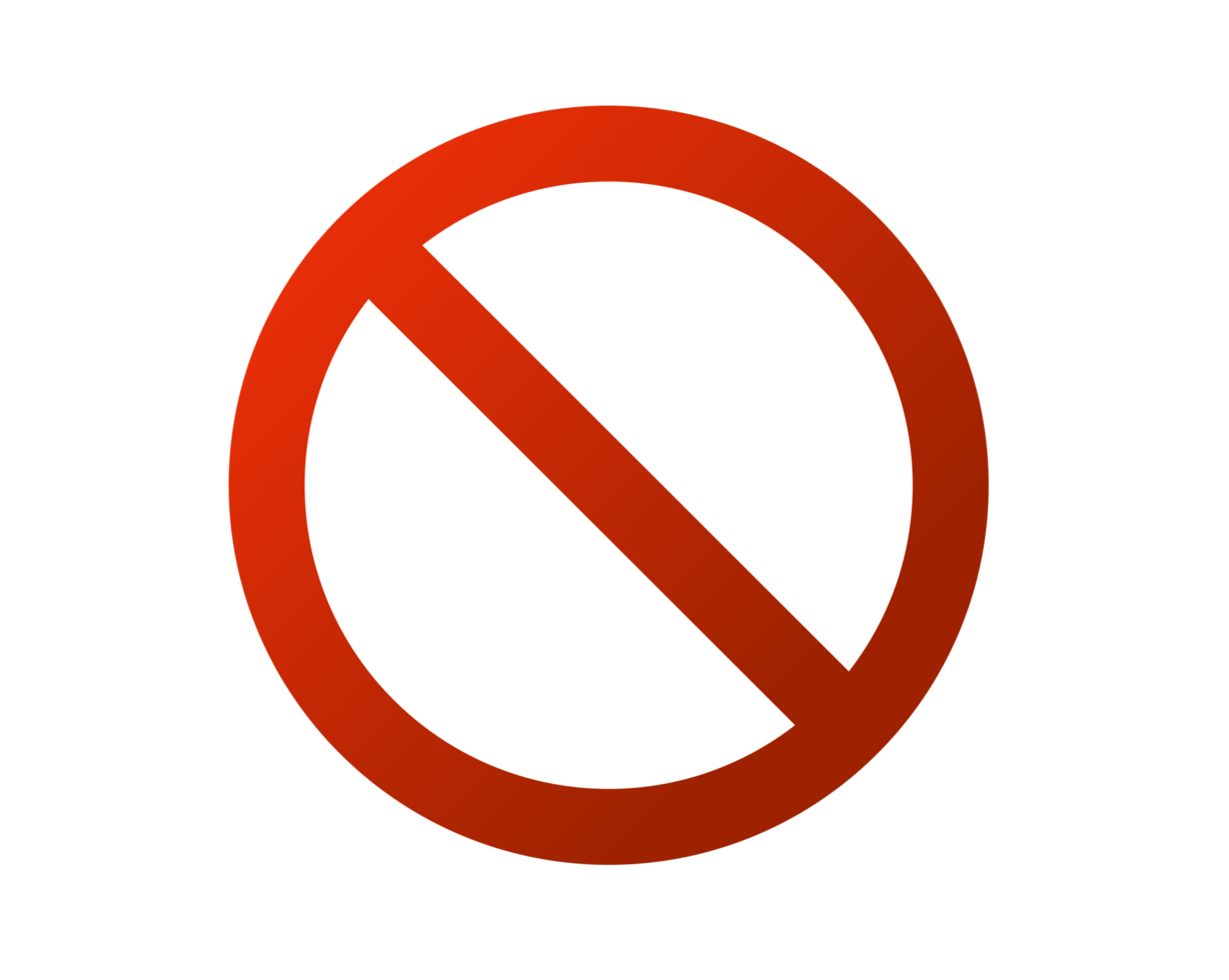 Red circle with line prohibited sign icon, used to not permitted png