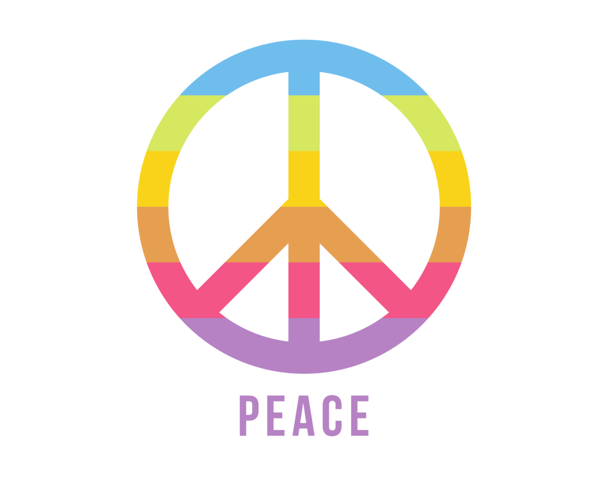 Rainbow circular peace symbol line icon, representation of peaceul png
