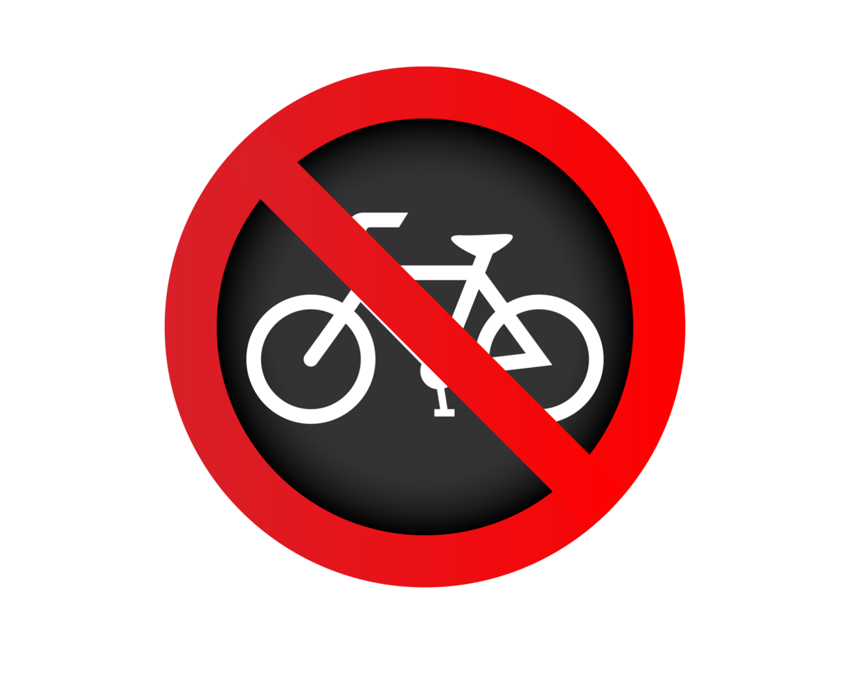 Red circle restricted icon with bicycle, red stroke png