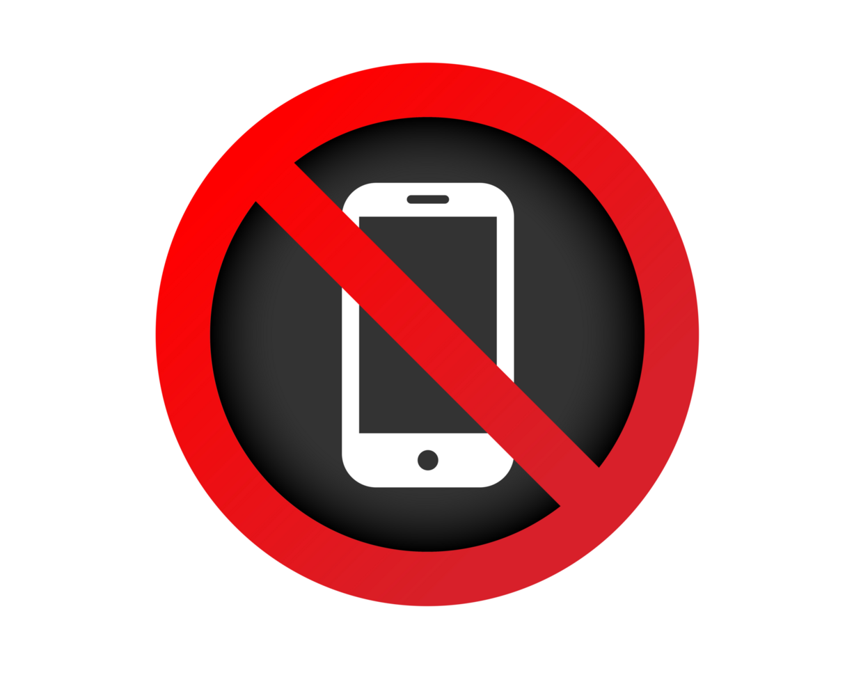 Red circle restricted icon with mobile phone png