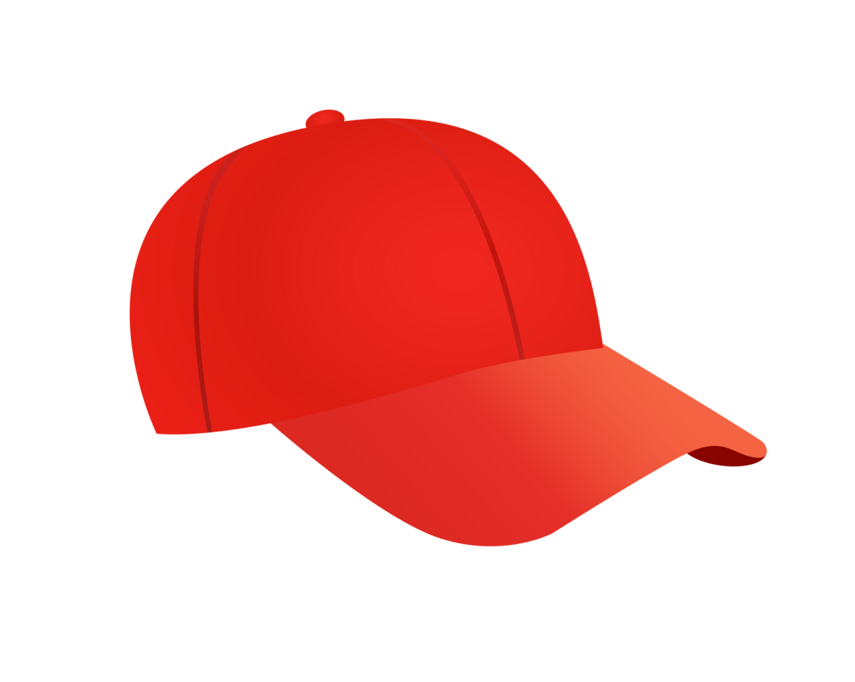 Classic red baseball sporty billed cap icon png
