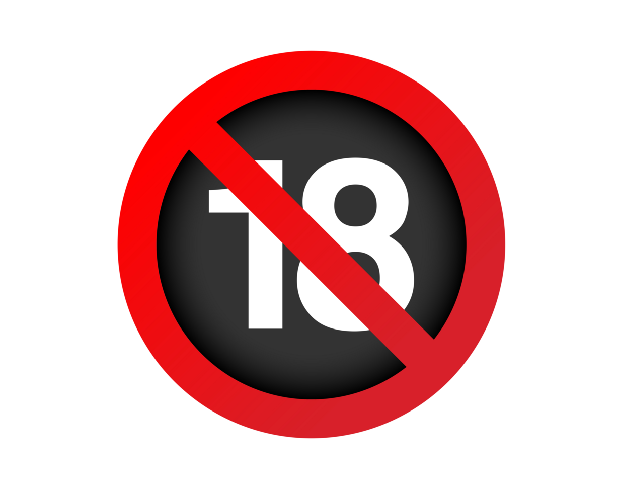 Red circle restricted icon with number eighteen and red stroke png