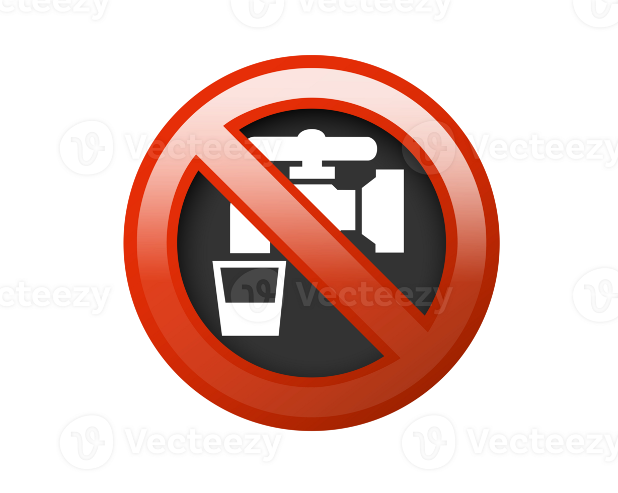Circle restricted icon with water tap, cup, red stroke png