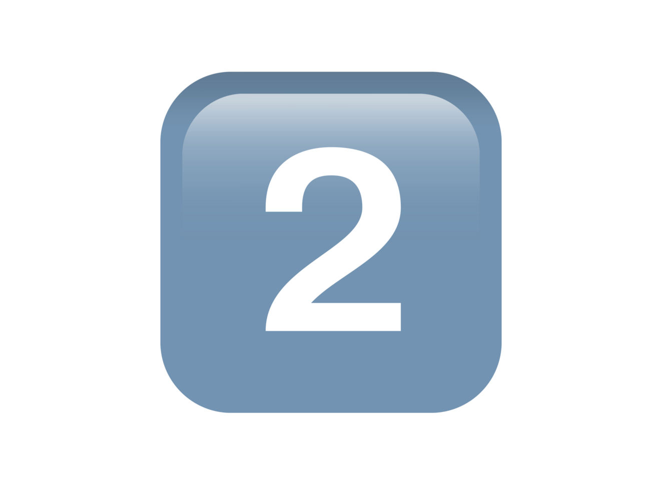 shinny gradient blue keycap white digit two icon button png