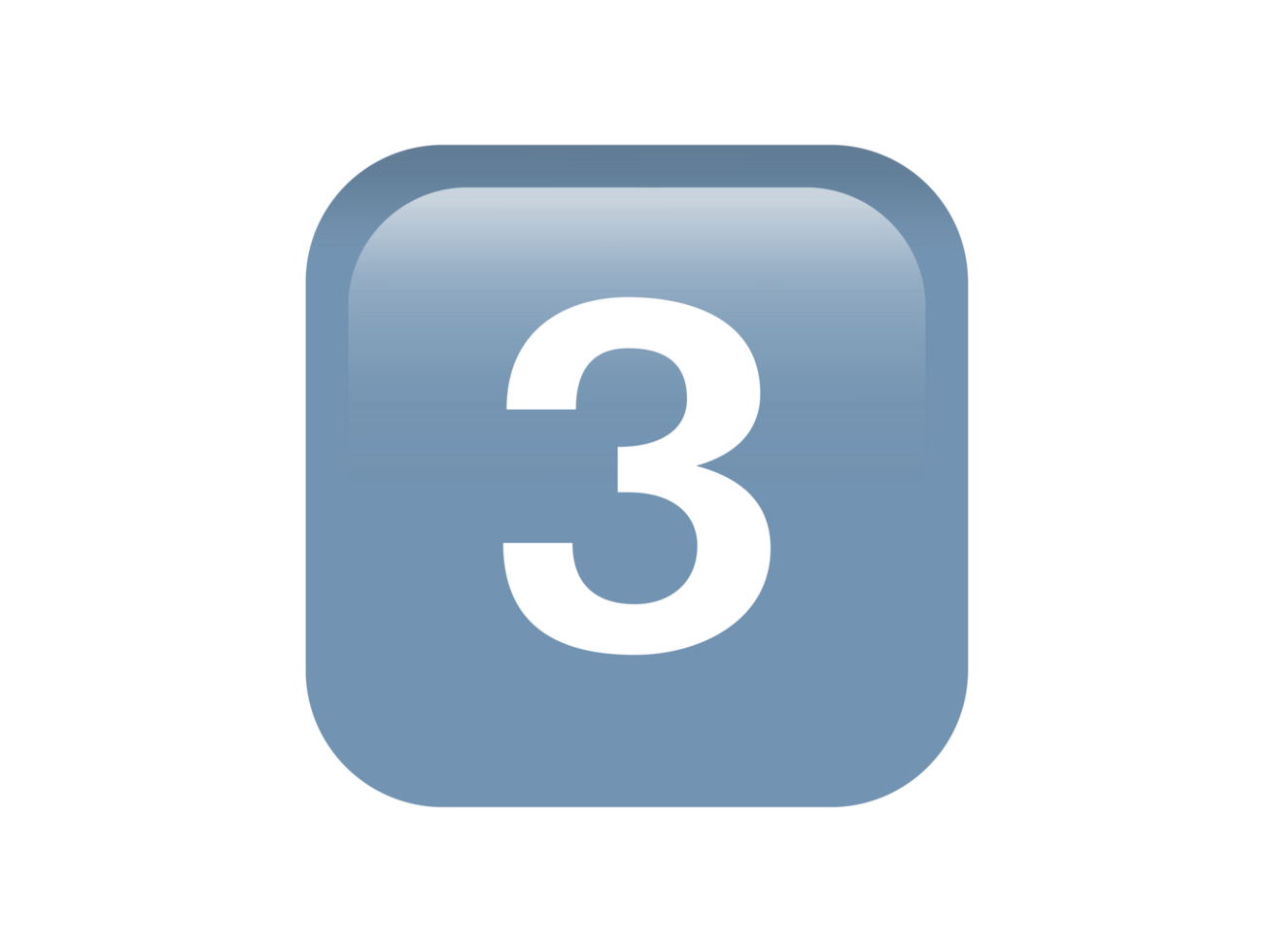 Shinny gradient blue keycap white digit three icon button png