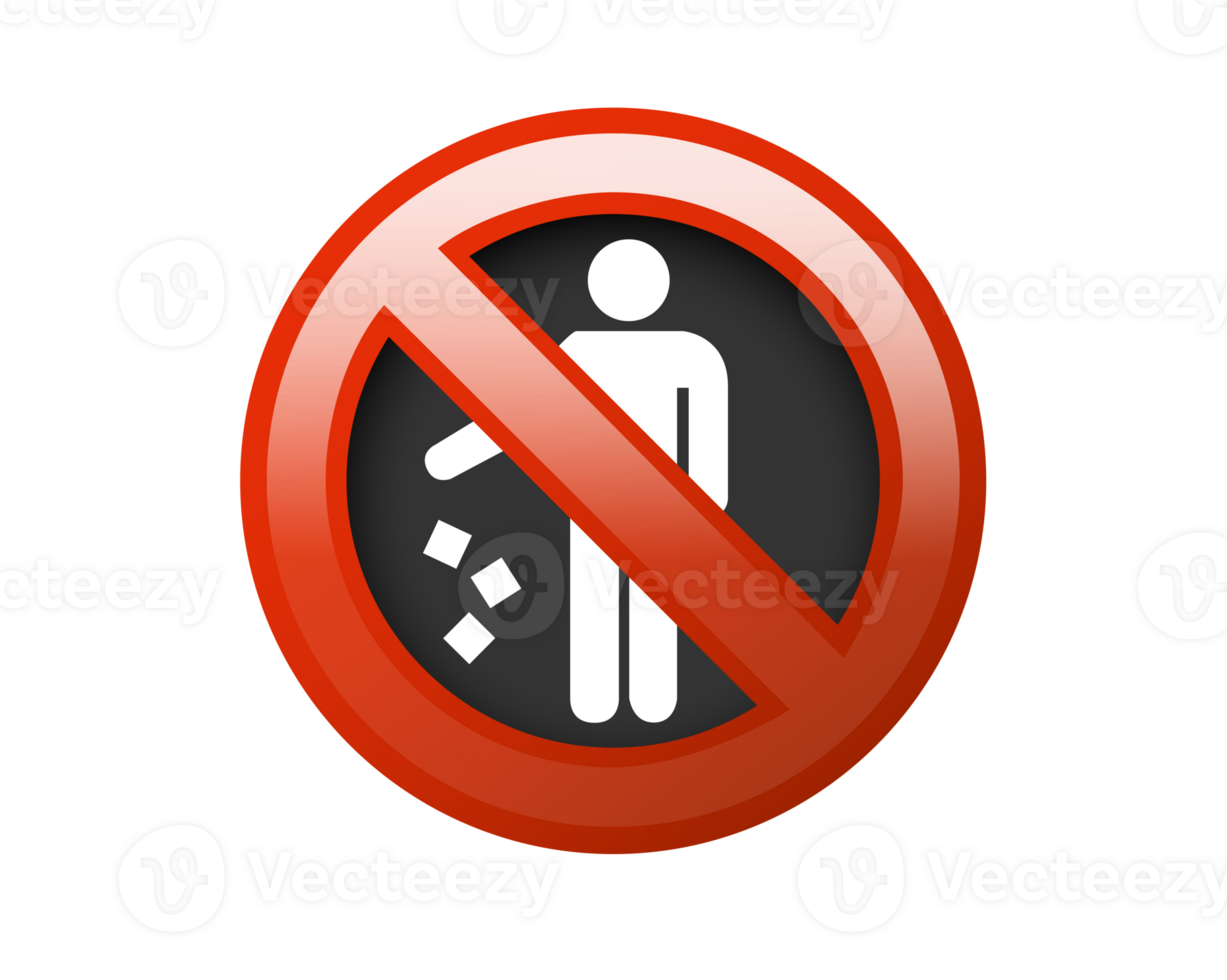 Red circle restricted rubbish icon with people throwing garbage png