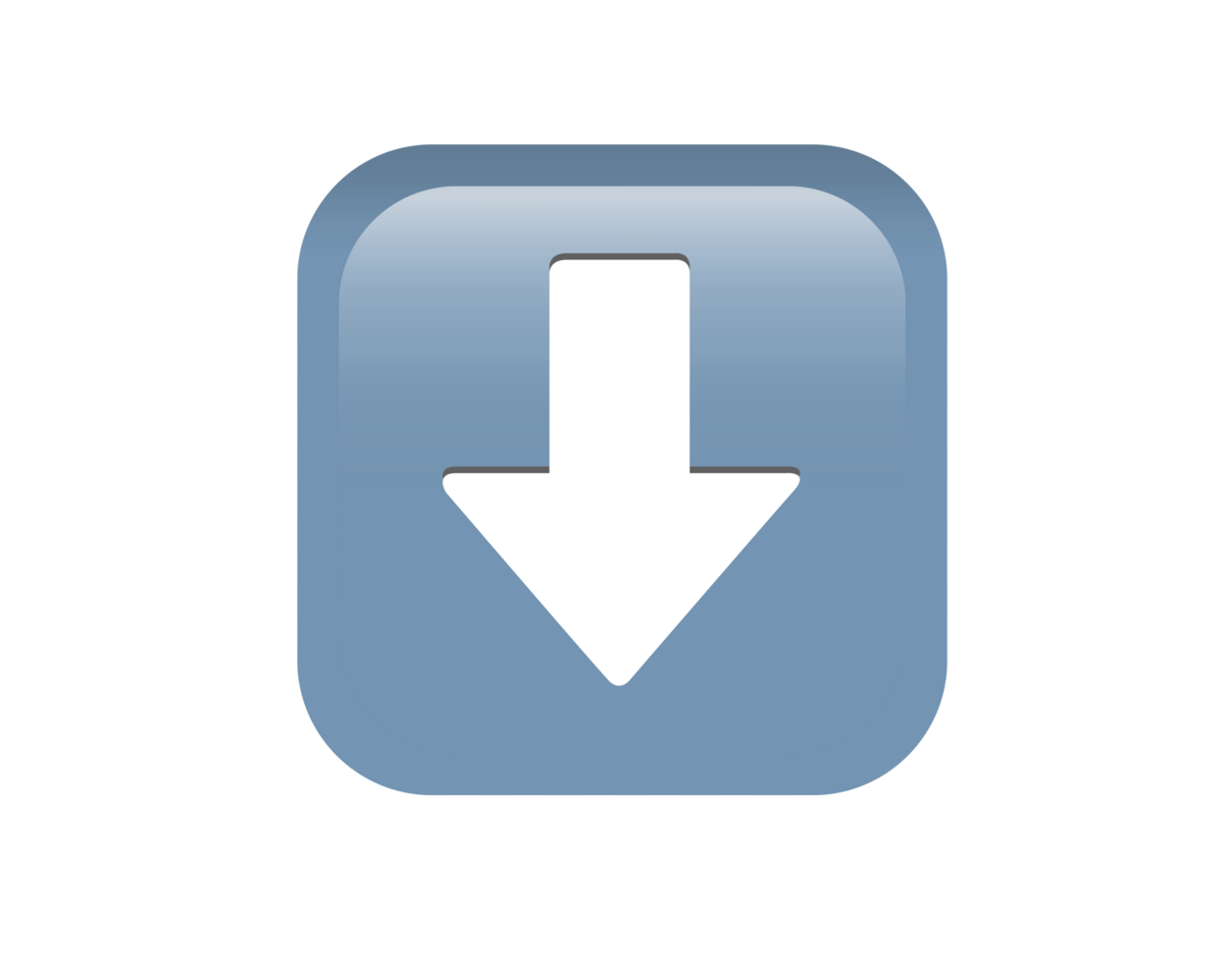 Gradient blue arrow pointing down round corner square icon button png