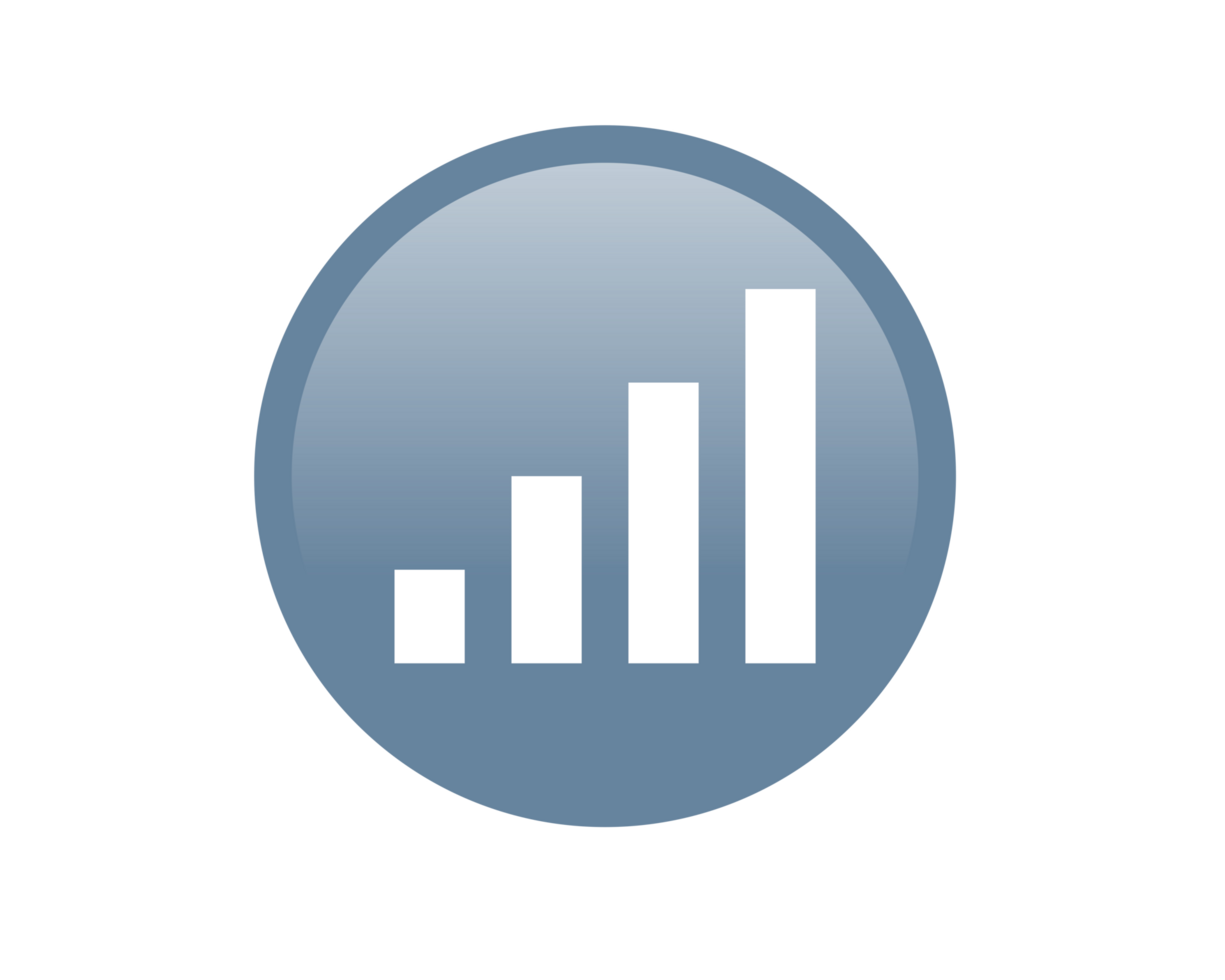 Gradient blue antenna signals bars round corner square icon button png