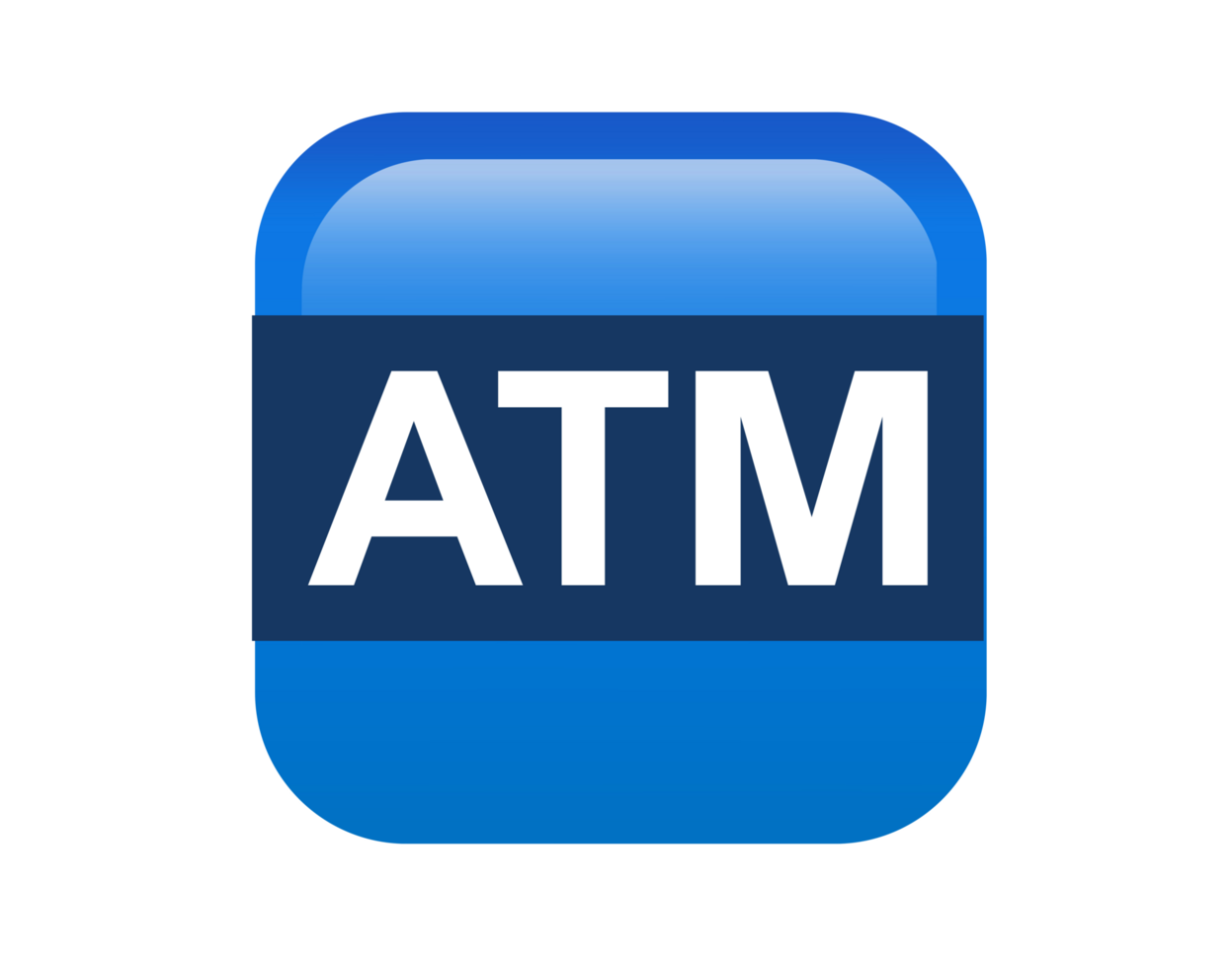 Gradient blue ATM button square icon, represent Automated Teller Machine png