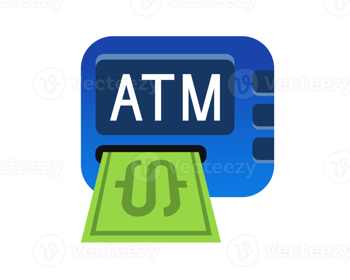 Blue ATM button square icon, represent Automated Teller Machine png