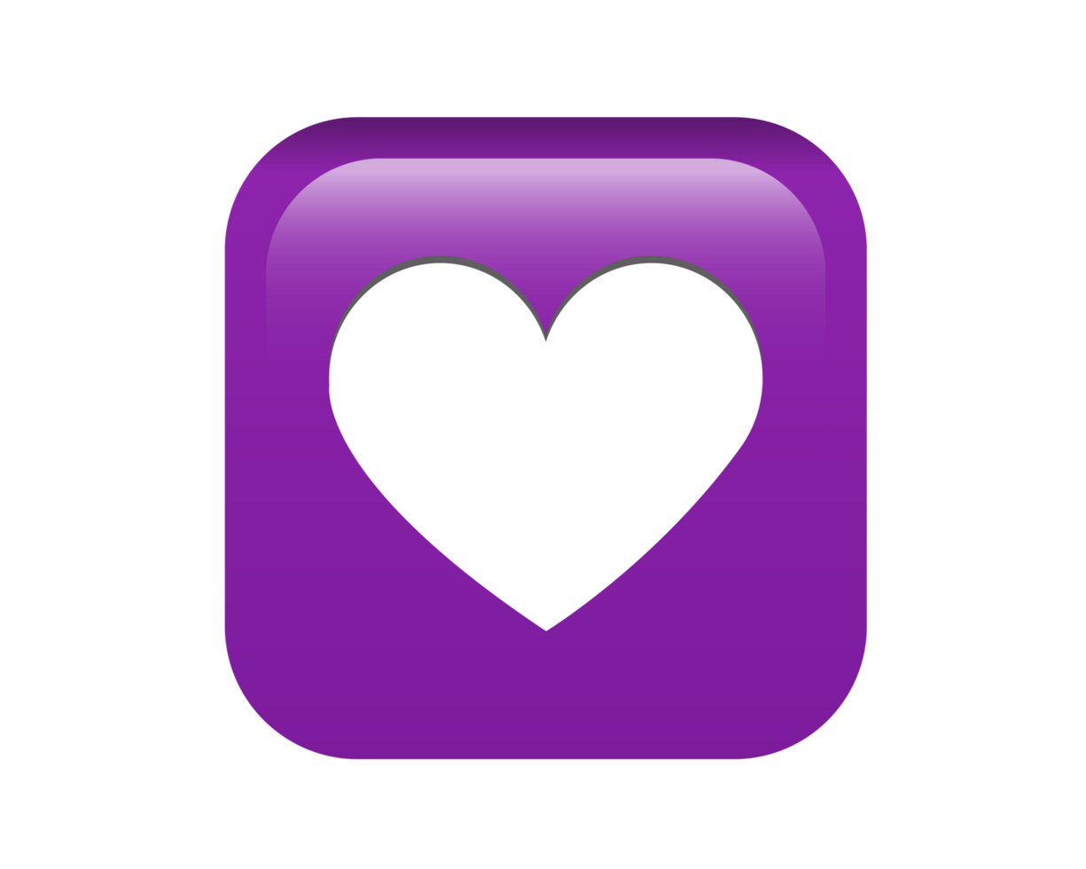 White heart icon gradient purple round corner button png
