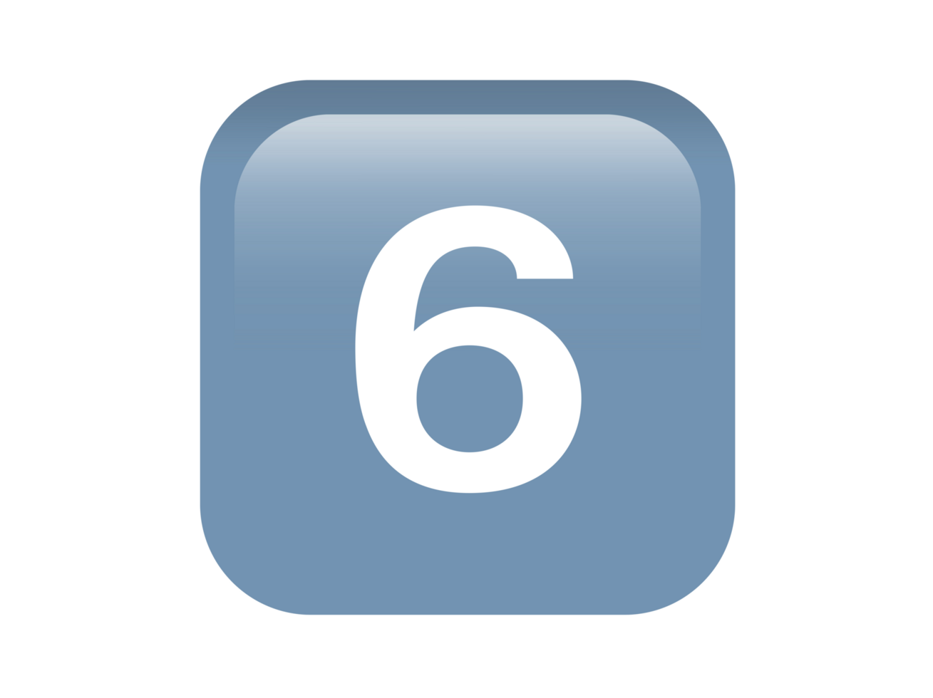 Shinny gradient blue keycap white digit six icon button png