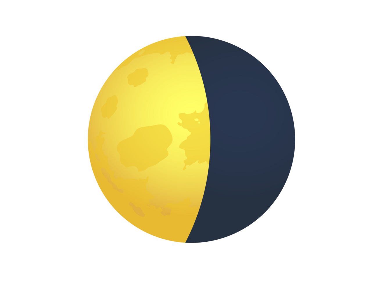Golden yellow half moon icon, represent nighttime and astronomy png