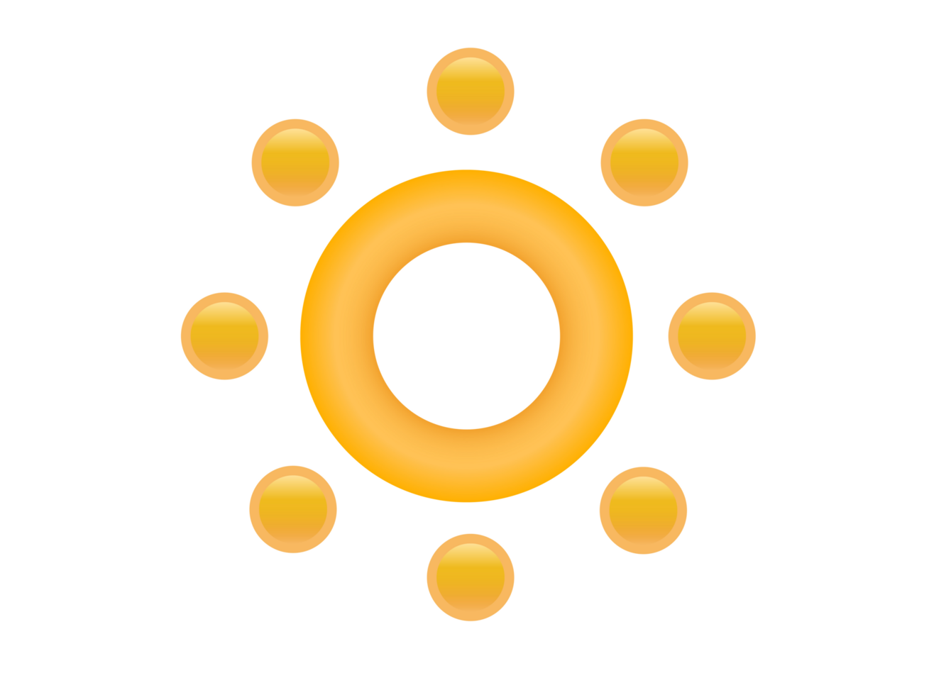 Gradient shinny orange Sunday, hot weather icon with eight cricle triangular rays png