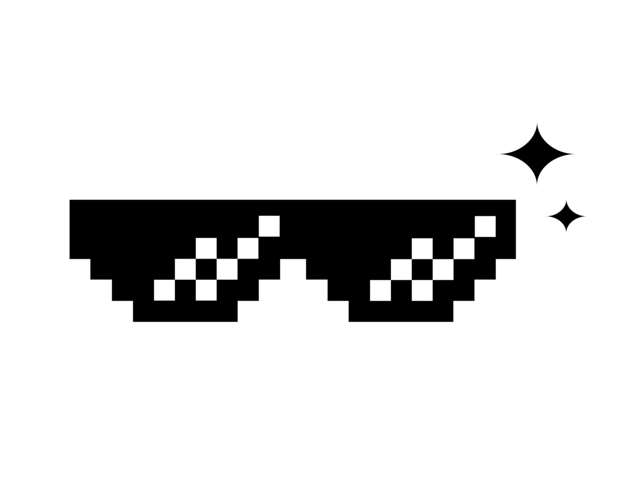 8 bit pixel cool black sun glasses, sunglasses icon with blinking stars png