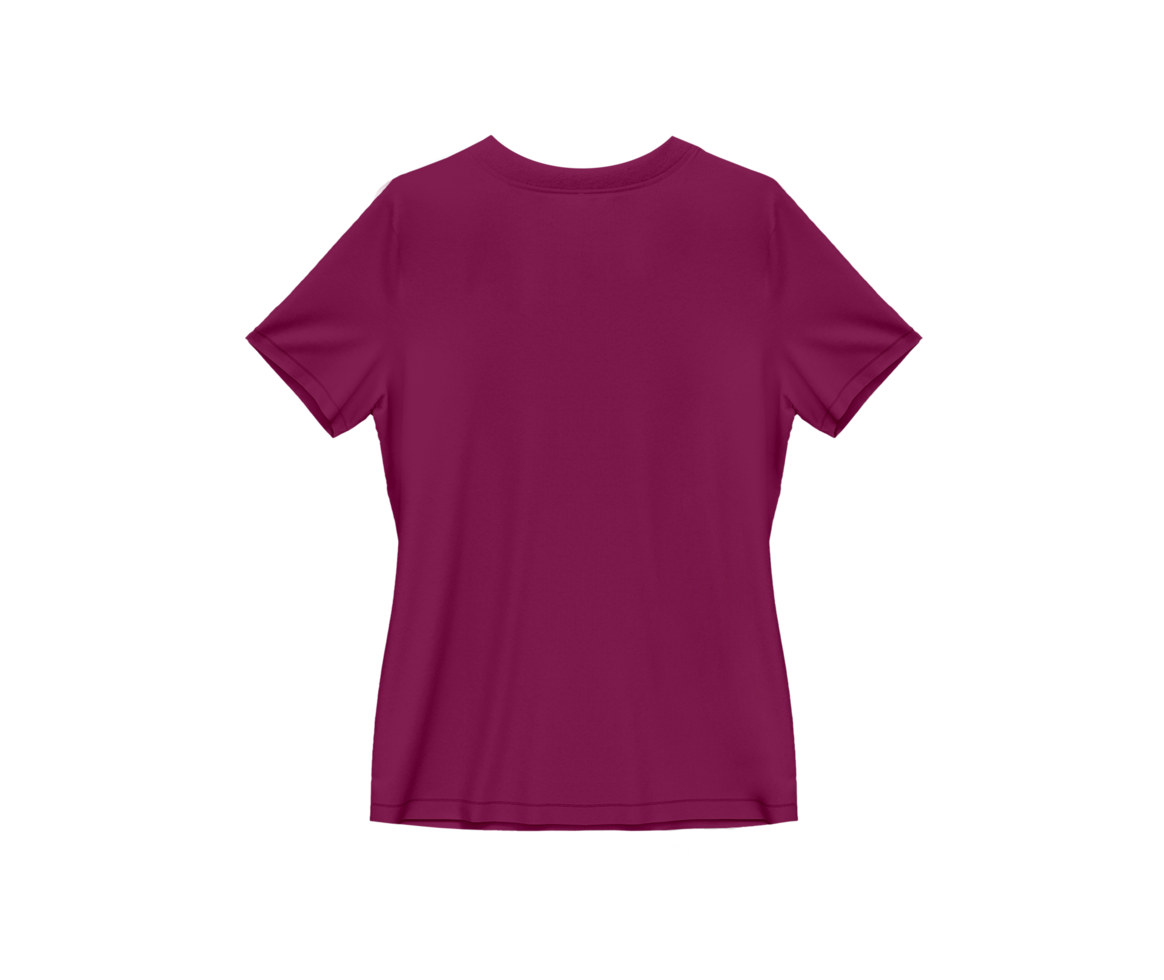 Berry purple blank tee shirt waist wear, women template mockup back view png