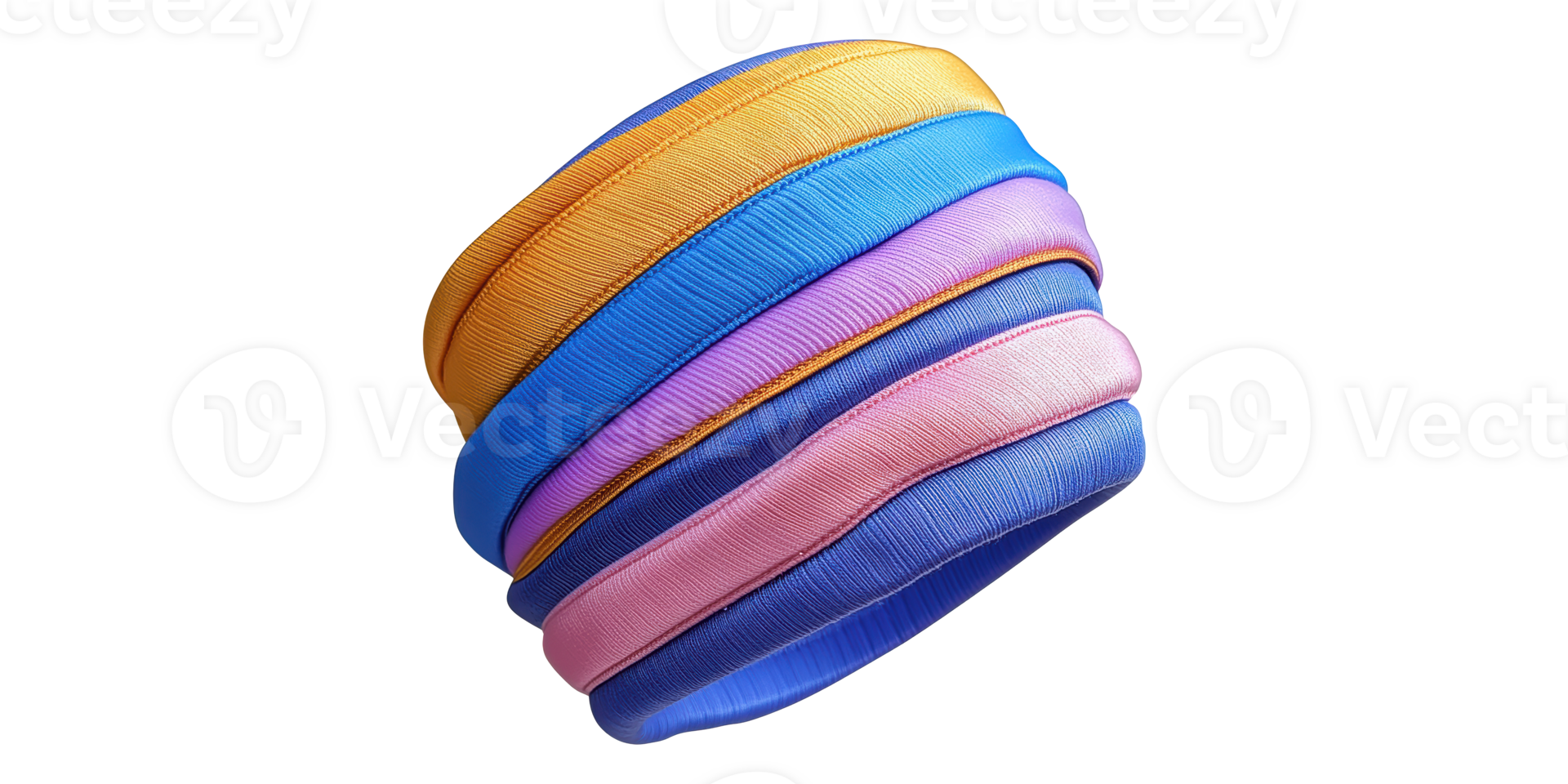 Colorful stack of hairbands isolated on transparent background png