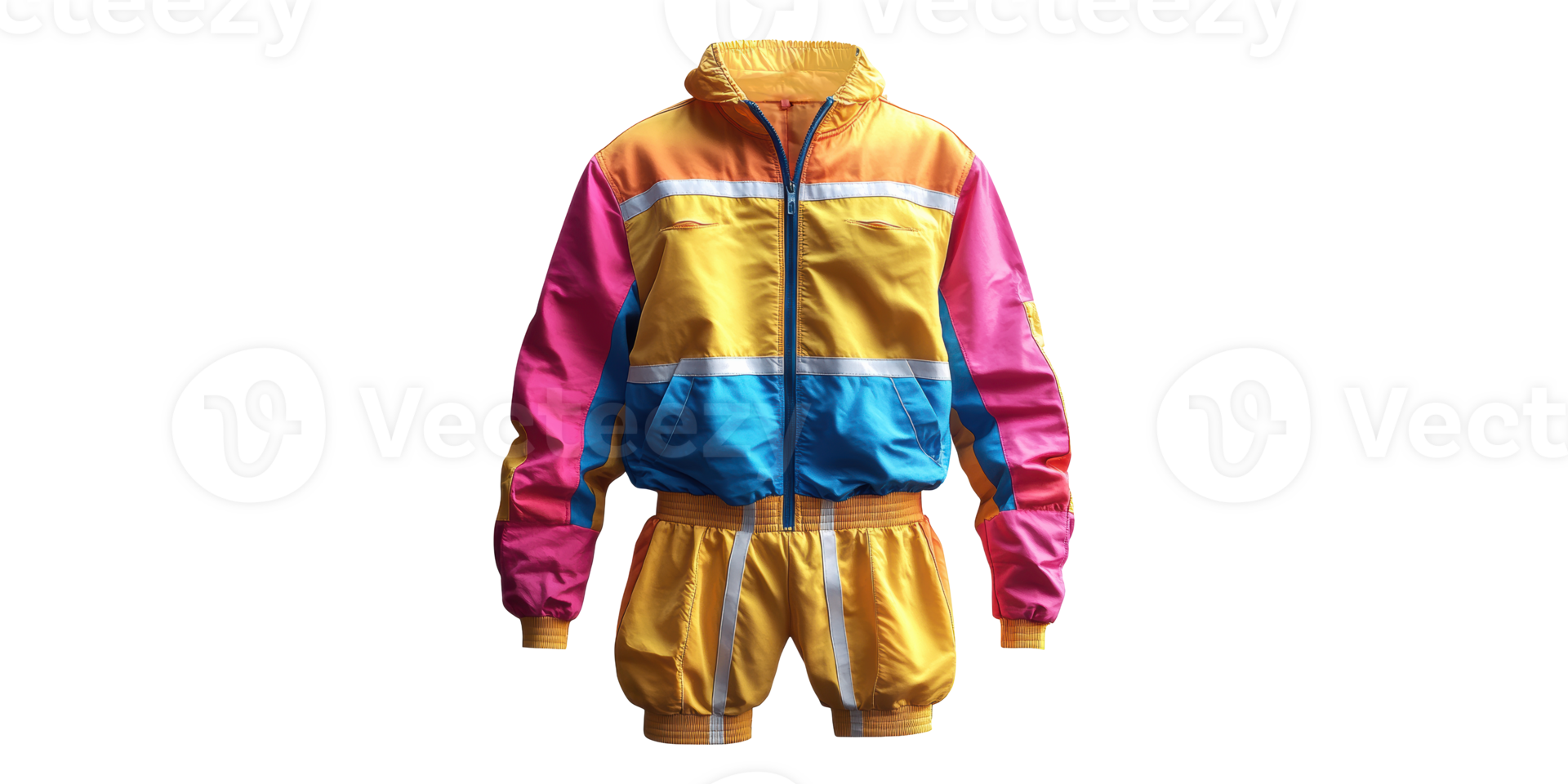 Colorful retro tracksuit with bright patterns isolated on transparent background png