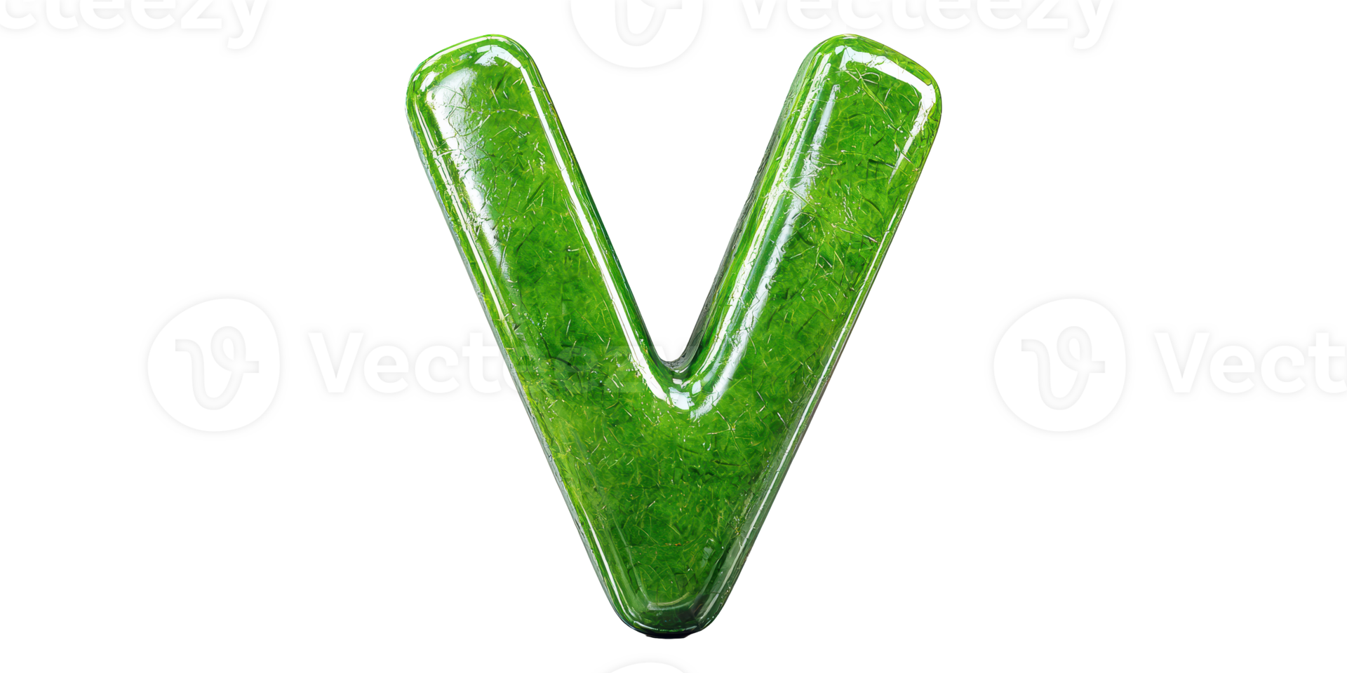 Green textured letter v isolated on transparent background png