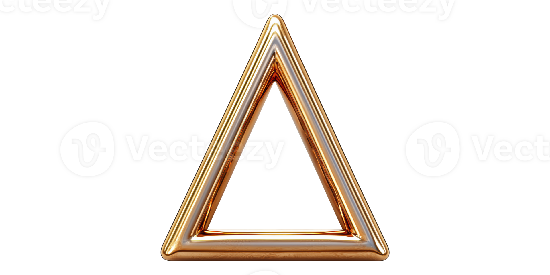 Gold metallic triangle frame isolated on transparent background png