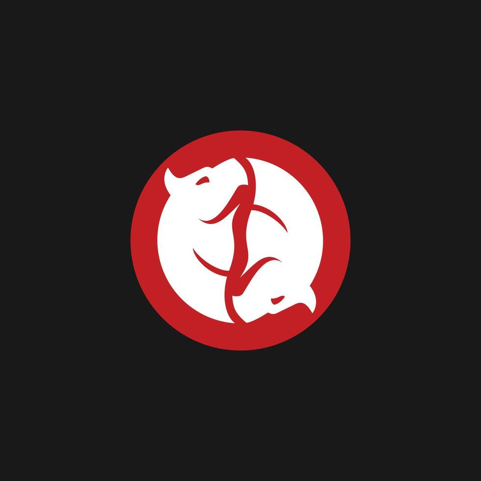 two horses logo design yin and yang concept vector