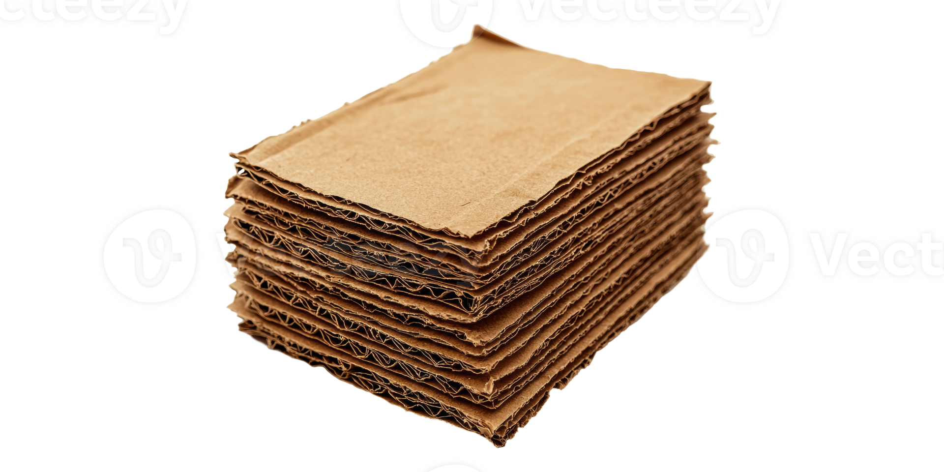 Stack of brown cardboard sheets isolated on transparent background png