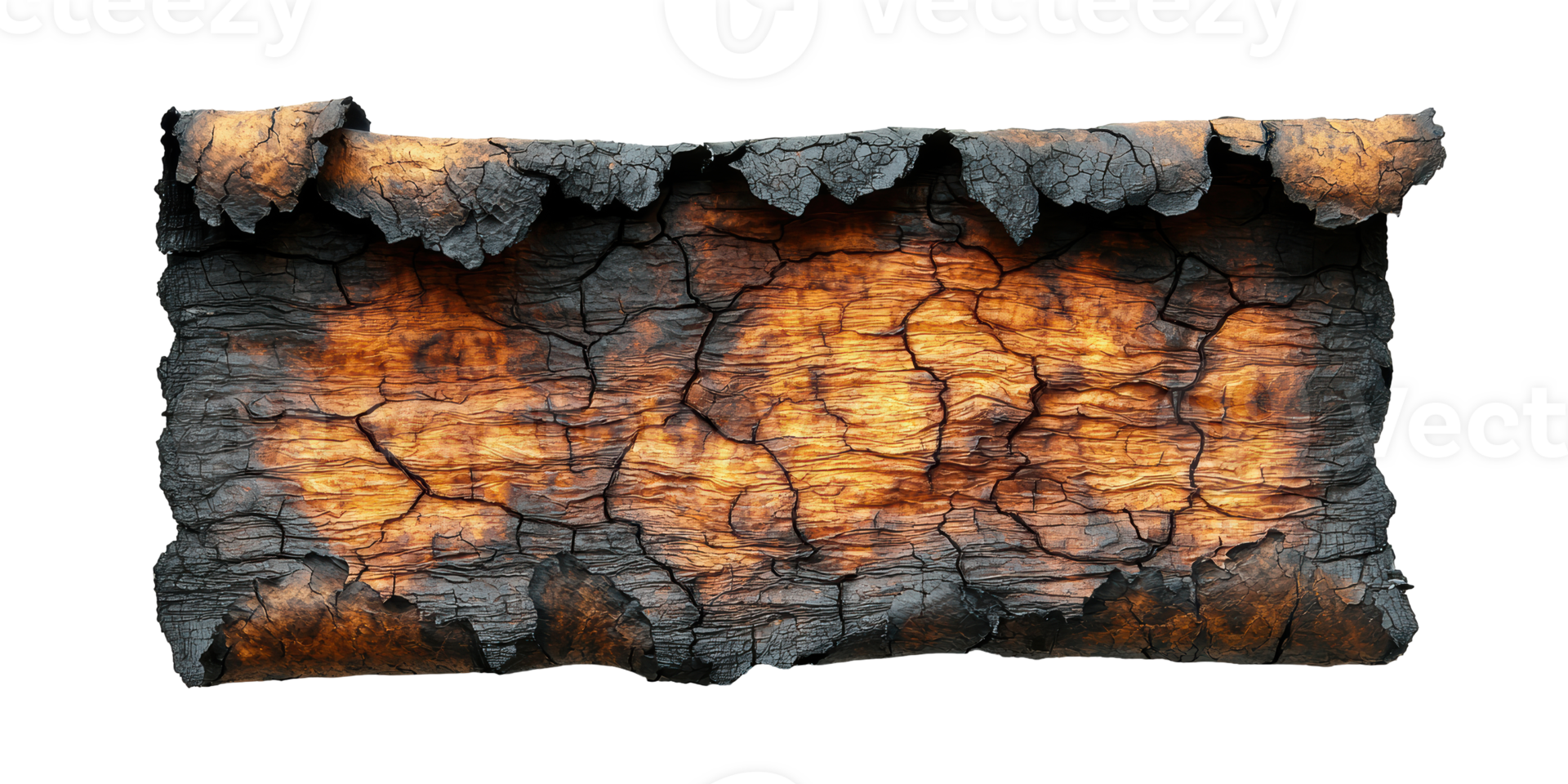 Burnt textured paper with cracked edges isolated on transparent background png