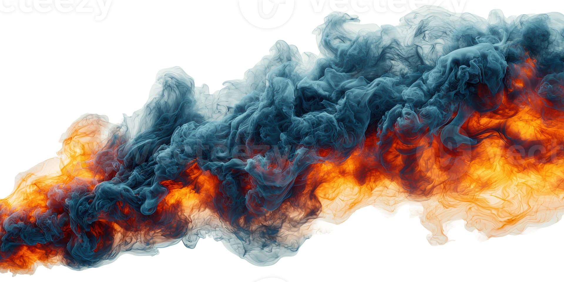 Abstract swirling smoke with fiery effects isolated on transparent background png
