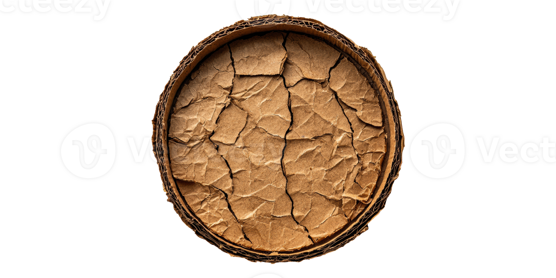 Circular cardboard texture isolated on transparent background png