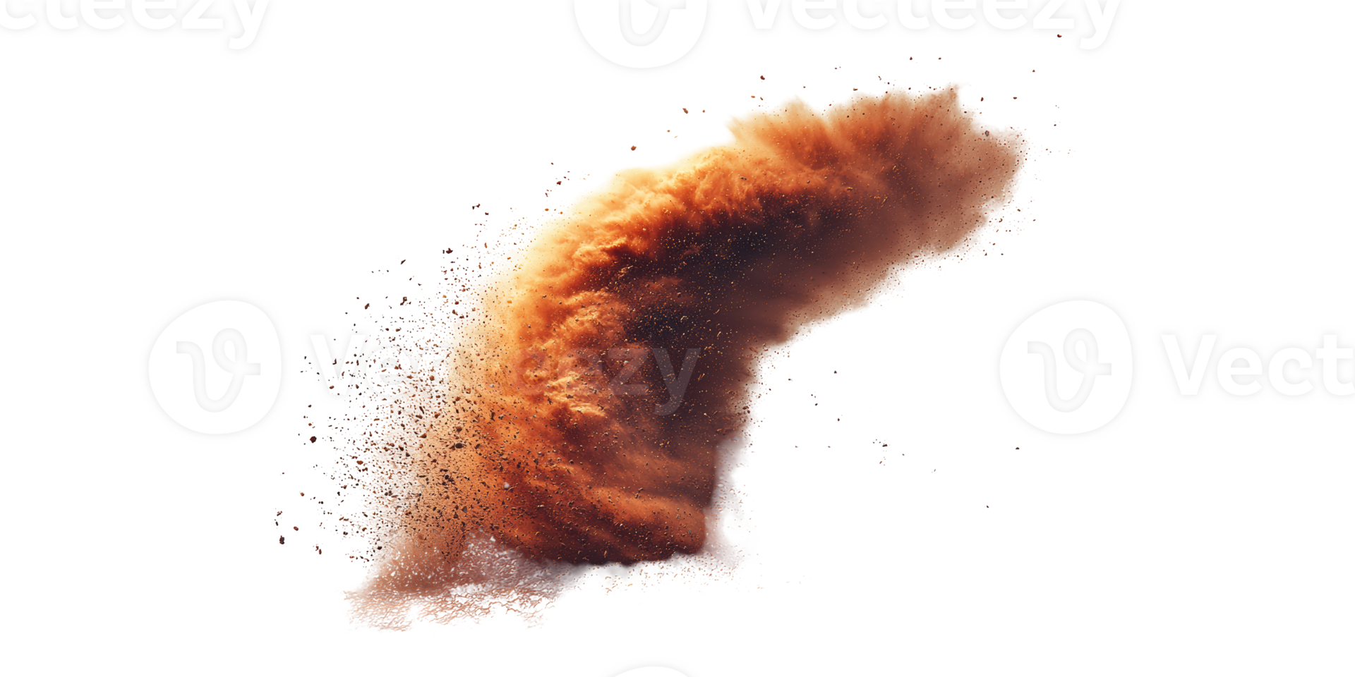 Abstract orange explosion powder burst isolated on transparent background png