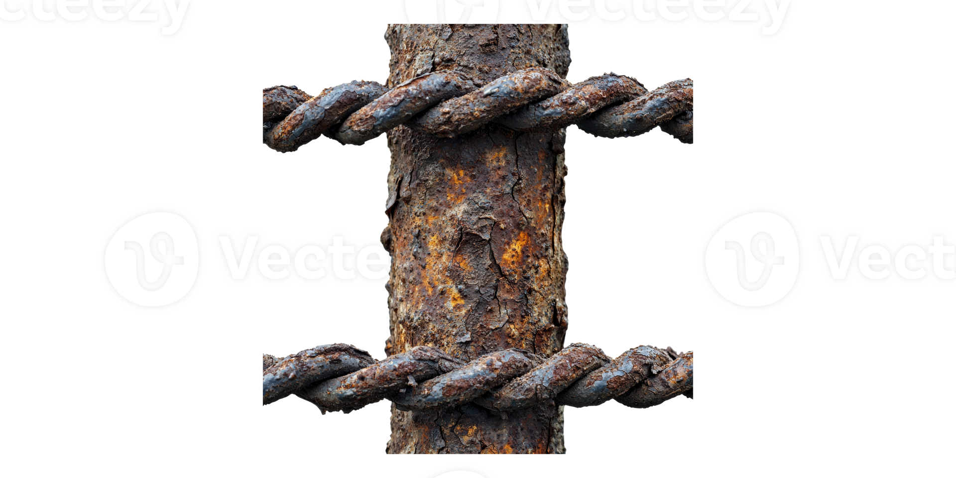Rusty twisted metal rod isolated on transparent background png