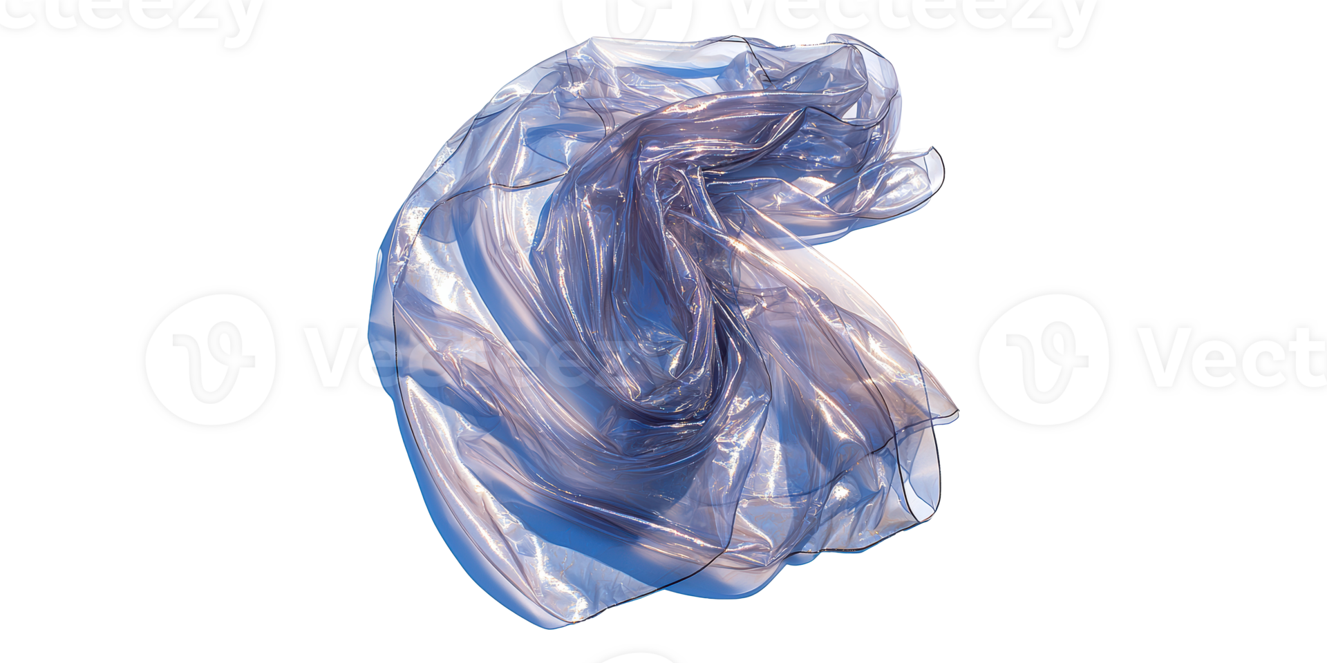Shimmering iridescent fabric swirl isolated on transparent background png