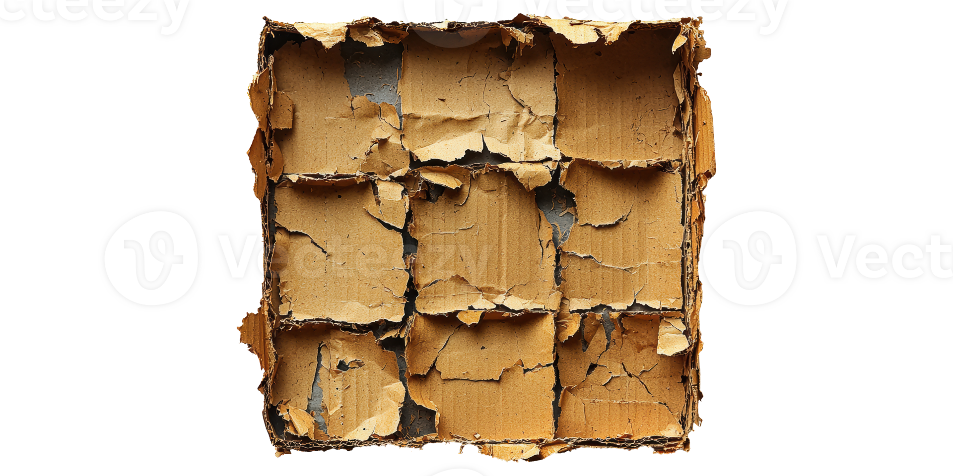 Torn cardboard box divider isolated on transparent background png